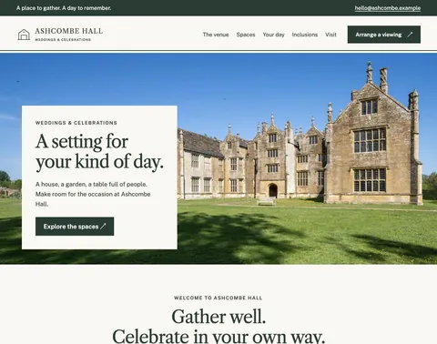 Ashcombe Hall website template preview