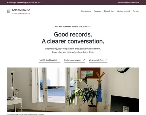 Balance House website template preview