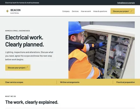 Beacon Electrical website template preview