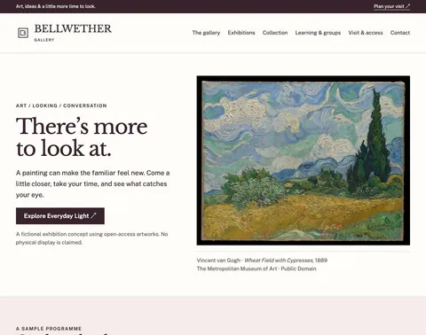 Bellwether Gallery website template preview