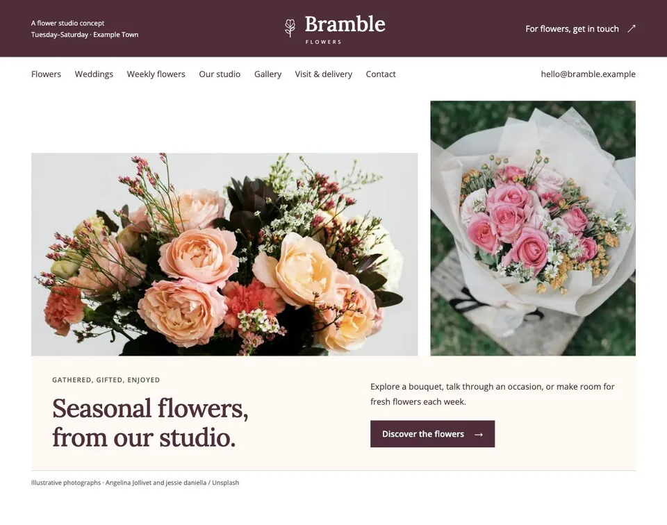 Bramble Flowers website template preview