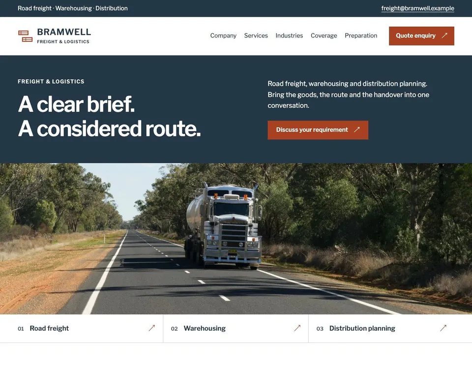 Bramwell Freight website template preview