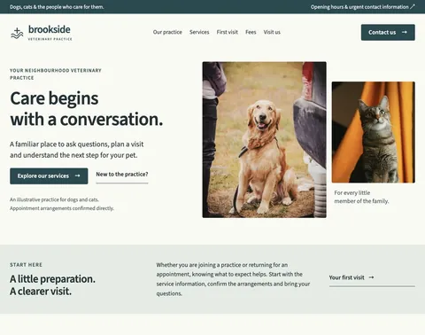 Brookside Vets website template preview