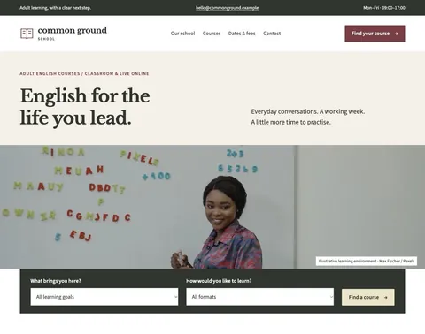 Common Ground School website template preview