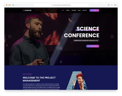 Confer website template preview