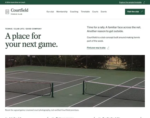 Courtfield Tennis Club website template preview