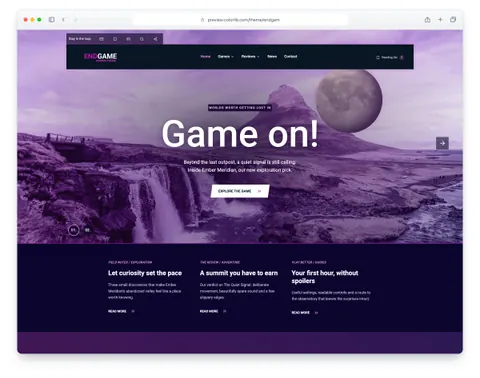 EndGame website template preview