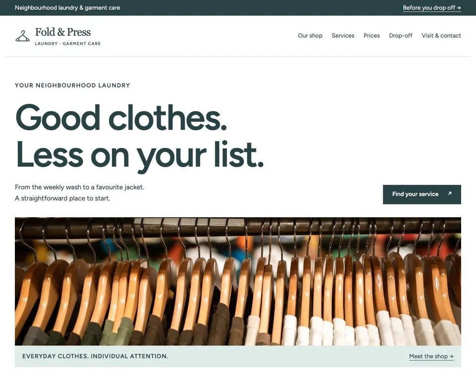 Fold & Press website template preview