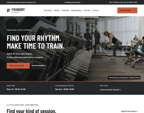 Foundry Fitness website template preview