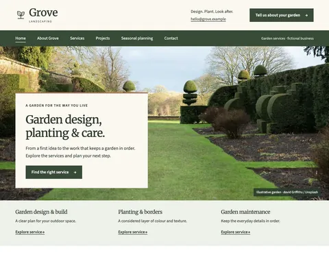 Grove Landscaping website template preview