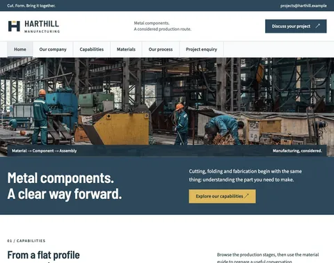 Harthill Manufacturing website template preview
