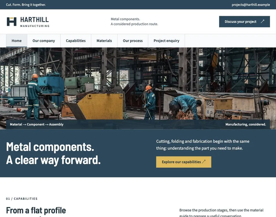 Harthill Manufacturing website template preview