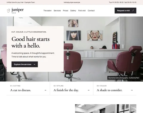 Juniper Hair website template preview
