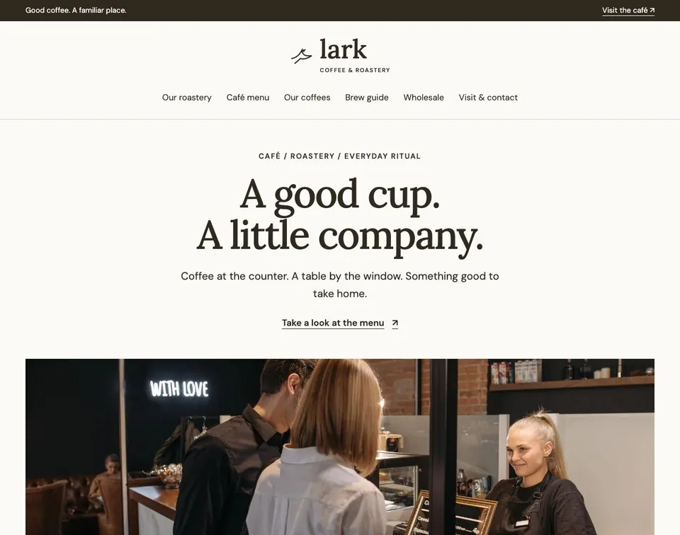 Lark Coffee website template preview