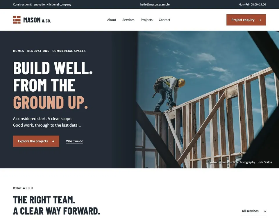 Mason & Co. website template preview