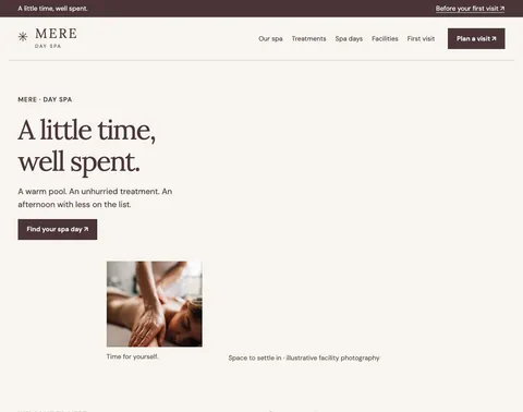Mere Spa website template preview