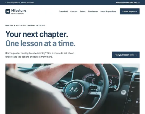 Milestone Driving School website template preview