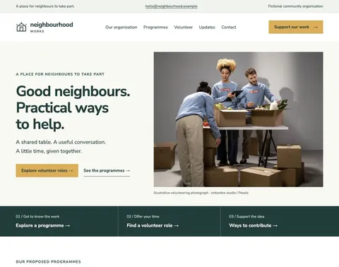 Neighbourhood Works website template preview