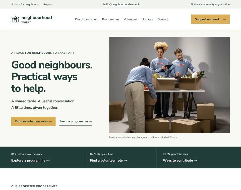 Neighbourhood Works website template preview