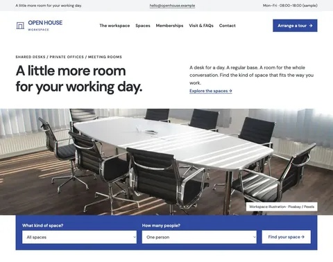 Open House Workspace website template preview