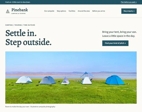 Pinebank Camping website template preview