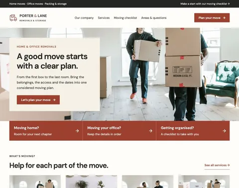Porter & Lane Removals website template preview