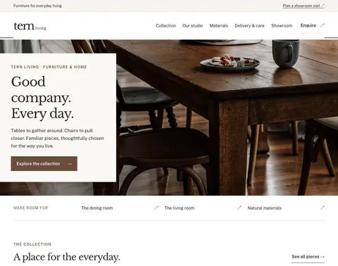 Tern Living website template preview