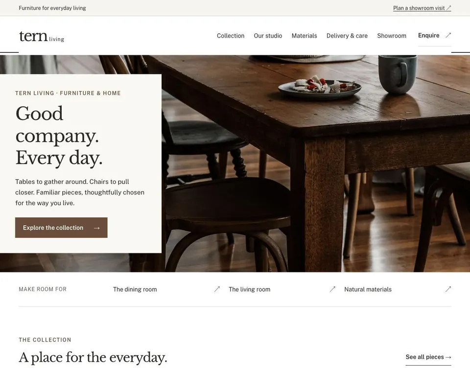 Tern Living website template preview