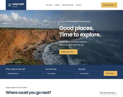 Waymark Travel website template preview