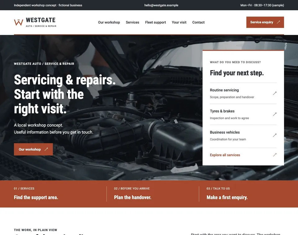Westgate Auto website template preview