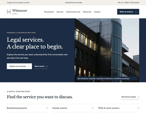 Whitmore Legal website template preview